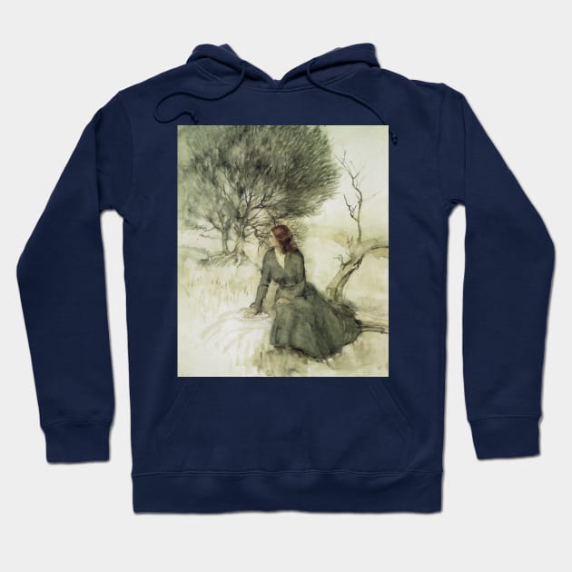 Girl sitting on the river bank  - Arthur Rackham Hoodie by forgottenbeauty